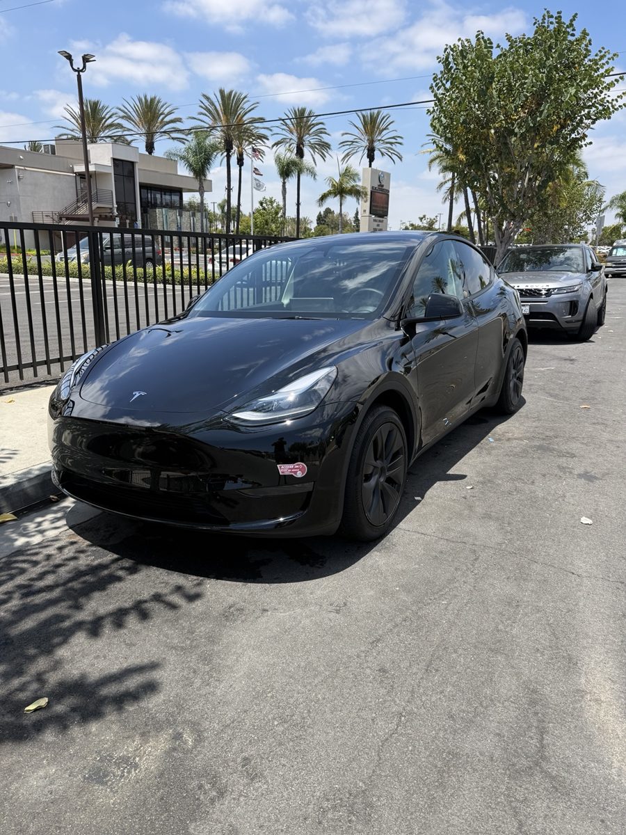 Black Tesla exterior detail